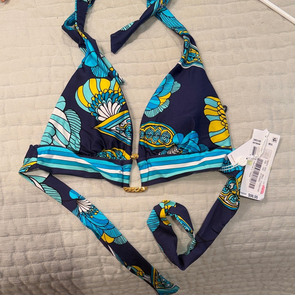 Trina Turk Vibrant Blue and Yellow Bikini Top